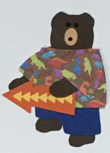 A for arrow, Bear holding a directional arrow pointing left