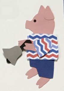 B for bell, Pig holding a bell