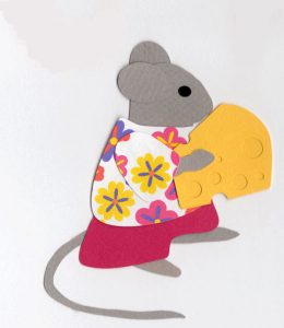 C for cheese, Mouse holding a wedge of Swiss cheese