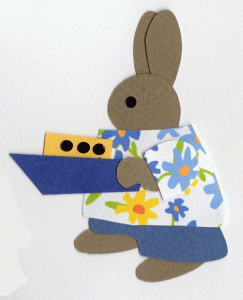 Y for yacht, Rabbit holding a toy yacht