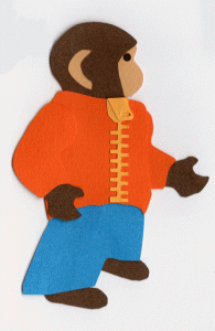 Z for zipper, Monkey wearing an orange zippered jacket